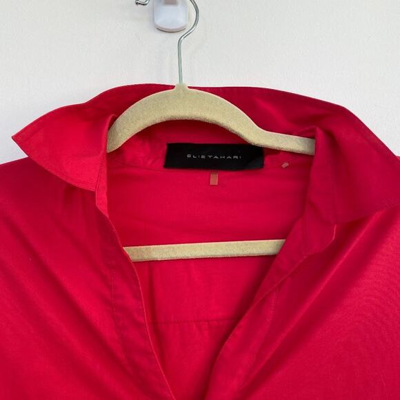 MISSING Elie Tahari Red Belted Shirt Dress - Picture 2 of 8